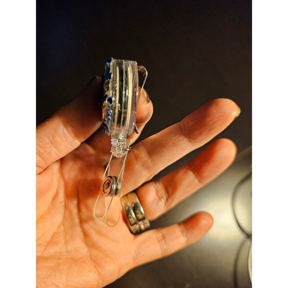 Handmade. Alaska Airlines Vintage Button ID holder. Swarovski Element. OneOfKind - Picture 3 of 3